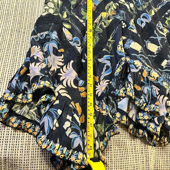 Farm Rio Winter Garden Black Pleated Lace Sleeveless Midi Dress – Size M - Picture 9 of 10